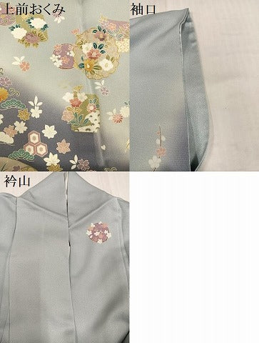 平和屋着物●訪問着 駒刺繍 地紙花唐草文 暈し染め 金彩 正絹 逸品 AABI8624ph