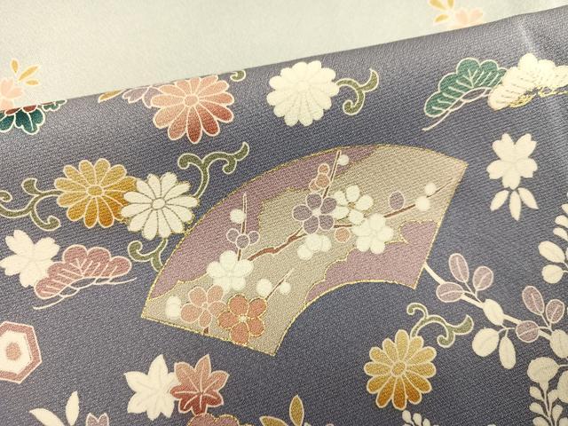 平和屋着物●訪問着 駒刺繍 地紙花唐草文 暈し染め 金彩 正絹 逸品 AABI8624ph