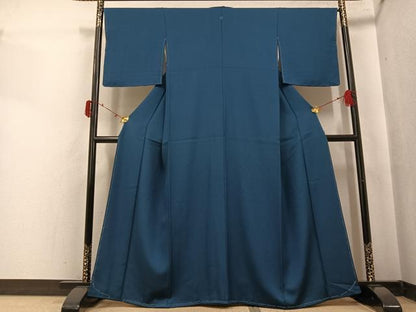 平和屋着物●上質な色無地 鉄御納戸色 正絹 逸品 未使用 AABI8626ph
