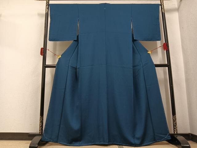 平和屋着物●上質な色無地 鉄御納戸色 正絹 逸品 未使用 AABI8626ph