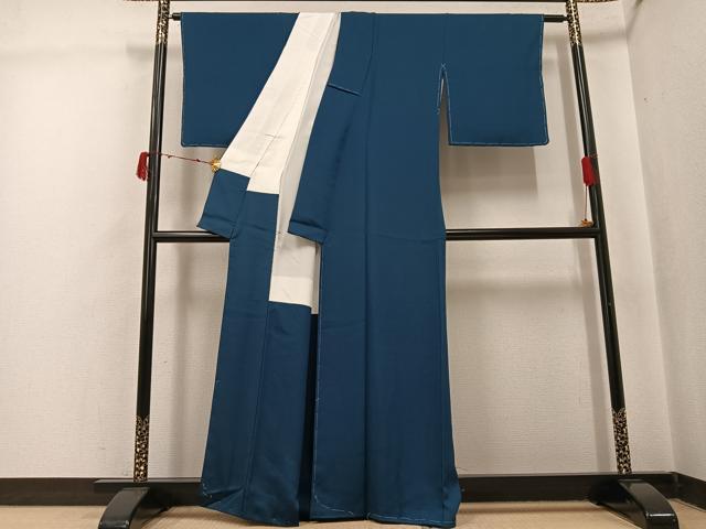 平和屋着物●上質な色無地 鉄御納戸色 正絹 逸品 未使用 AABI8626ph