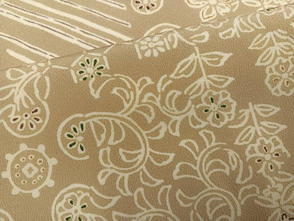 平和屋着物●女流書家の第一人者 矢萩春恵 小紋 吉祥花唐草文 反端付き 正絹 逸品 AABI8627ph