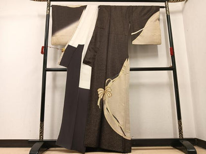 平和屋着物●訪問着 駒刺繍 結び紐文 金彩 金通し地 正絹 逸品 AABI8629ph