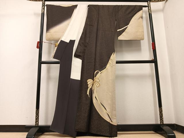 平和屋着物●訪問着 駒刺繍 結び紐文 金彩 金通し地 正絹 逸品 AABI8629ph
