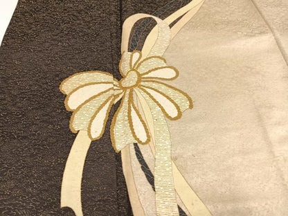 平和屋着物●訪問着 駒刺繍 結び紐文 金彩 金通し地 正絹 逸品 AABI8629ph