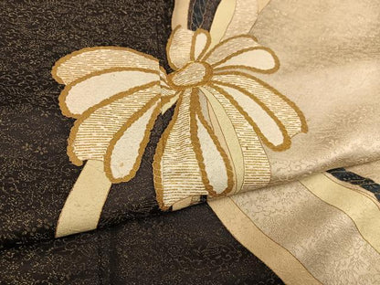 平和屋着物●訪問着 駒刺繍 結び紐文 金彩 金通し地 正絹 逸品 AABI8629ph