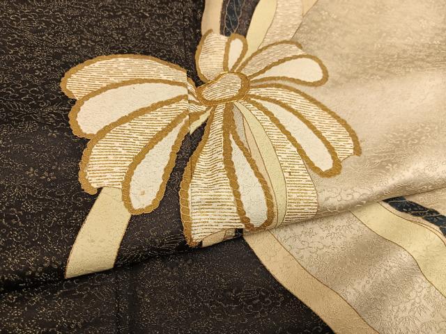 平和屋着物●訪問着 駒刺繍 結び紐文 金彩 金通し地 正絹 逸品 AABI8629ph