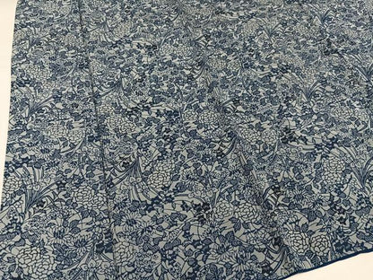 平和屋着物●上質な小紋 藍 草花文 正絹 逸品 AABI8632ph