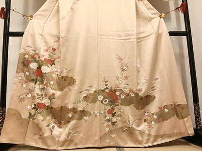 平和屋着物●訪問着　草花文　金彩　正絹　逸品　AABI8633ph