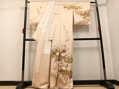平和屋着物●訪問着　草花文　金彩　正絹　逸品　AABI8633ph
