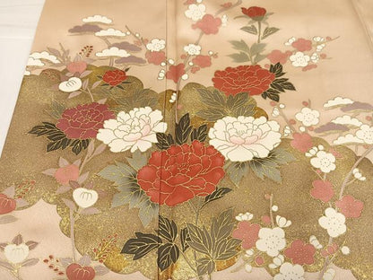 平和屋着物●訪問着　草花文　金彩　正絹　逸品　AABI8633ph