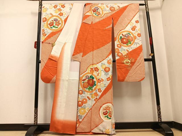 平和屋着物●豪華振袖 駒刺繍 絞り 草花文 金彩 正絹 逸品 AABI8635ph
