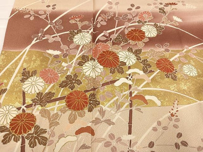 平和屋着物●訪問着 駒刺繍 草花文 暈し染め 金彩 正絹 逸品 AABI8637ph