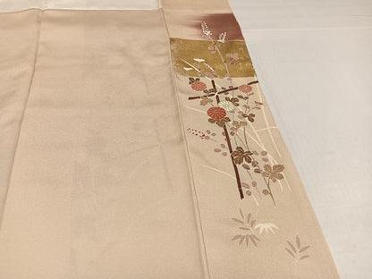 平和屋着物●訪問着 駒刺繍 草花文 暈し染め 金彩 正絹 逸品 AABI8637ph