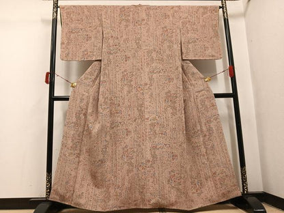 平和屋着物●上質な小紋　幾何学文様　鬼しぼ縮緬　正絹　逸品　AABI8640ph