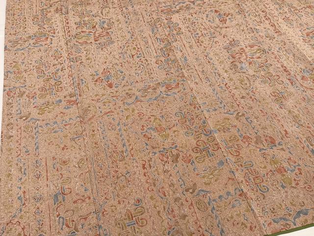 平和屋着物●上質な小紋　幾何学文様　鬼しぼ縮緬　正絹　逸品　AABI8640ph