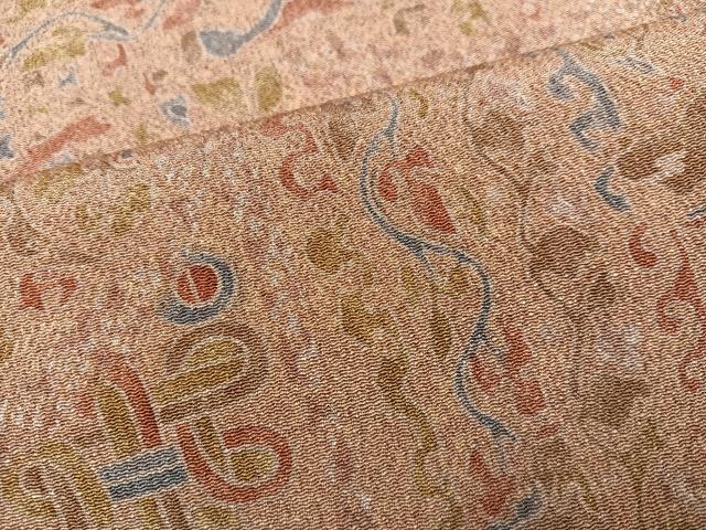 平和屋着物●上質な小紋　幾何学文様　鬼しぼ縮緬　正絹　逸品　AABI8640ph
