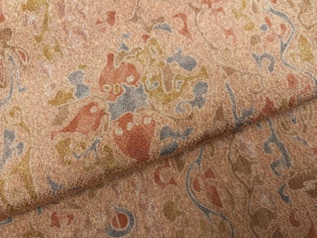 平和屋着物●上質な小紋　幾何学文様　鬼しぼ縮緬　正絹　逸品　AABI8640ph