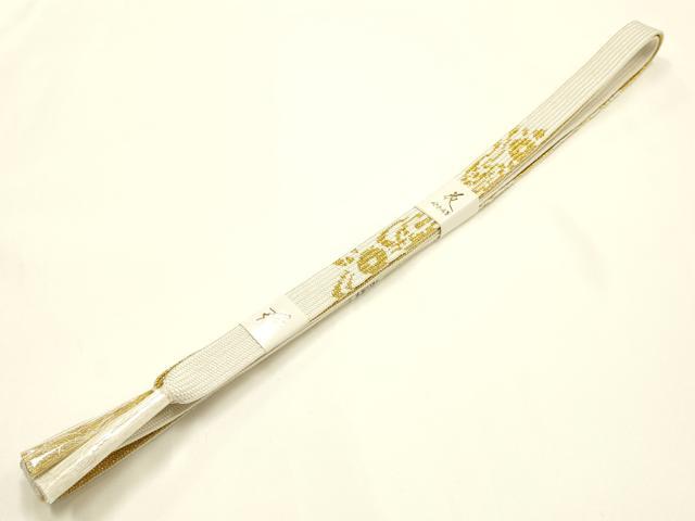 平和屋本店●和装小物　帯締め・帯揚げセット　礼装用　高麗組 綾出し　金糸　正絹　逸品　未使用　AABI8646ay