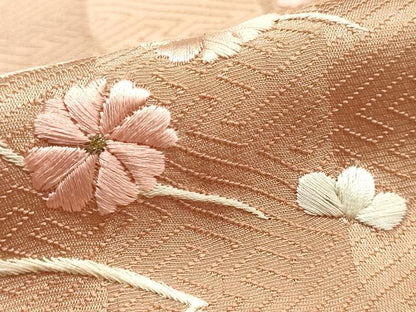 平和屋本店●和装小物　帯締め・帯揚げセット　高麗組 綾出し　刺繍　金糸　暈し染め　正絹　逸品　未使用　AABI8647ay