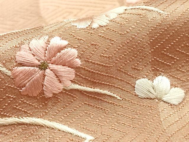 平和屋本店●和装小物　帯締め・帯揚げセット　高麗組 綾出し　刺繍　金糸　暈し染め　正絹　逸品　未使用　AABI8647ay