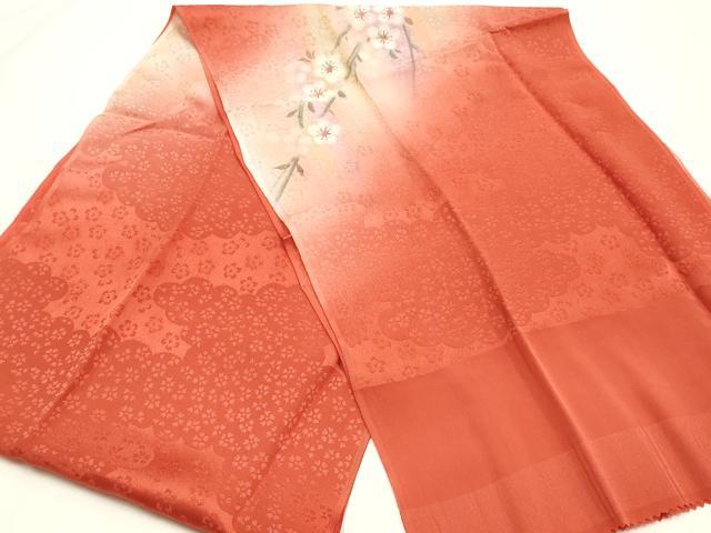 平和屋本店●和装小物　帯締め・帯揚げセット　大和組　金糸　枝花文　暈し染め　金銀彩　正絹　逸品　未使用　AABI8652ay