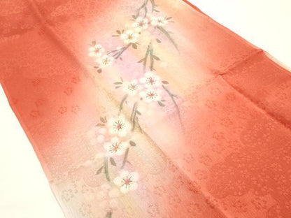 平和屋本店●和装小物　帯締め・帯揚げセット　大和組　金糸　枝花文　暈し染め　金銀彩　正絹　逸品　未使用　AABI8652ay