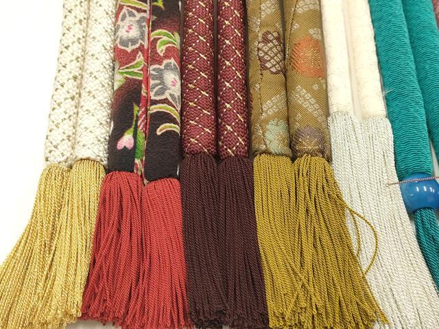 平和屋着物●和装小物　上質な帯締め10本セット　丸ぐけ　刺繍　金銀糸　銀通し地　暈し染め　飾り玉　撚り房　逸品　AABI8657ay