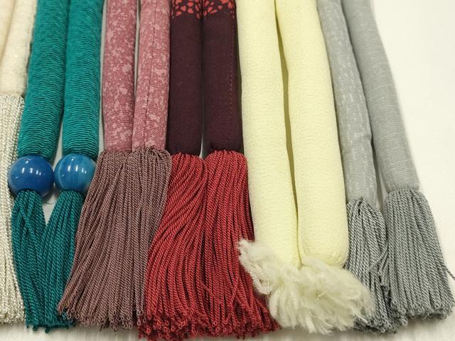 平和屋着物●和装小物　上質な帯締め10本セット　丸ぐけ　刺繍　金銀糸　銀通し地　暈し染め　飾り玉　撚り房　逸品　AABI8657ay