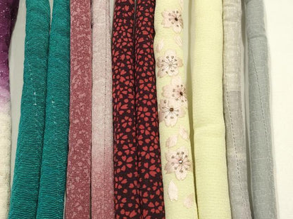 平和屋着物●和装小物　上質な帯締め10本セット　丸ぐけ　刺繍　金銀糸　銀通し地　暈し染め　飾り玉　撚り房　逸品　AABI8657ay