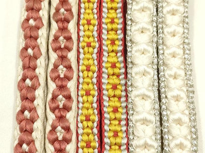 平和屋着物●和装小物　上質な帯締め3本セット　小桜組　銀糸　正絹　逸品　AABI8661ay