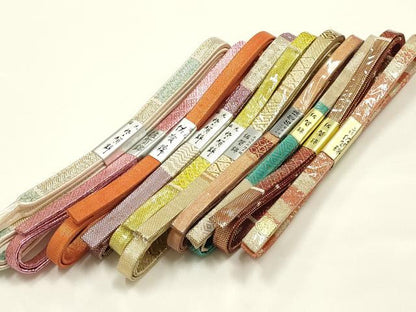 平和屋着物●和装小物　上質な帯締め10本セット　本場筑前博多織　佐賀錦　金糸　正絹　逸品　未使用　AABI8664ay