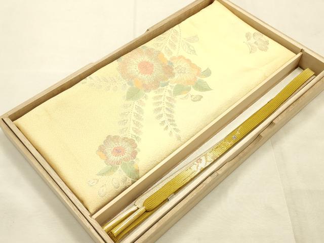平和屋本店●和装小物　帯締め・帯揚げセット　高麗組　絞り　辻が花　金銀糸　金彩　暈し　正絹　逸品　未使用　AABI8670ay