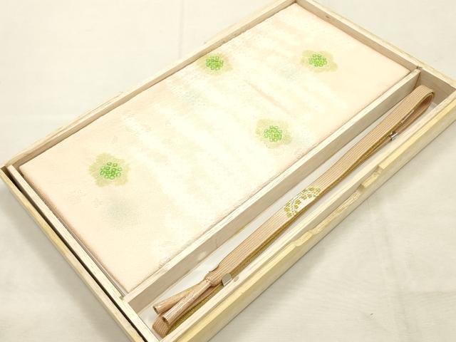 平和屋本店●和装小物　帯締め・帯揚げセット　高麗組 綾出し　絞り　舞花霞文　金糸　逸品　未使用　AABI8674ay