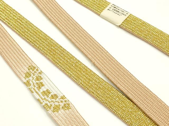 平和屋本店●和装小物　帯締め・帯揚げセット　高麗組 綾出し　絞り　舞花霞文　金糸　逸品　未使用　AABI8674ay