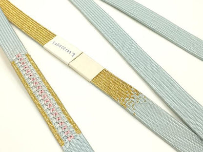 平和屋本店●和装小物　帯締め・帯揚げセット　高麗組　舞花文　金糸　金彩　暈し染め　正絹　逸品　未使用品あり　AABI8678ay