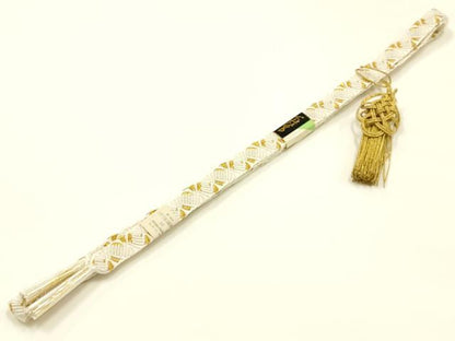 平和屋本店●和装小物　帯締め・帯揚げセット　礼装用　唐組　絞り　梅松文　金糸　金彩　亀房付き　逸品　未使用　AABI8679ay