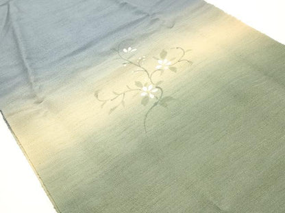 平和屋本店●和装小物　帯締め・帯揚げセット　高麗組 綾出し　蔦草花文　金糸　金彩　暈し染め　正絹　逸品　未使用　AABI8680ay
