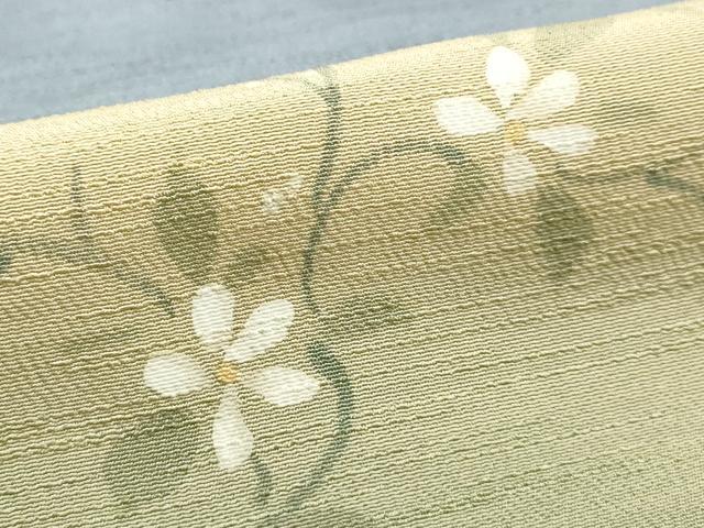 平和屋本店●和装小物　帯締め・帯揚げセット　高麗組 綾出し　蔦草花文　金糸　金彩　暈し染め　正絹　逸品　未使用　AABI8680ay