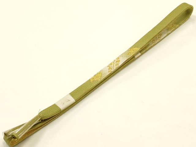 平和屋本店●和装小物　帯締め・帯揚げセット　高麗組 綾出し　舞花文　金糸　暈し染め　正絹　逸品　未使用　AABI8681ay