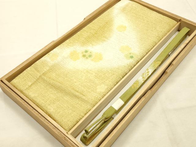 平和屋本店●和装小物　帯締め・帯揚げセット　高麗組 綾出し　舞花文　金糸　暈し染め　正絹　逸品　未使用　AABI8681ay