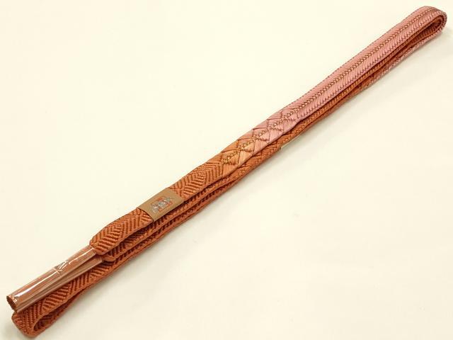 平和屋本店●和装小物　帯締め・帯揚げセット　笹浪組　枝菊　金糸　金銀彩　暈し染め　正絹　逸品　未使用　AABI8683ay
