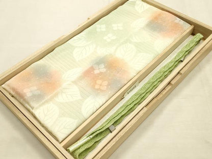 平和屋本店＊夏物 和装小物 帯締め・帯揚げセット レース組 絽 紫陽花 金糸 暈し染め 逸品 未使用 AABI8692ay