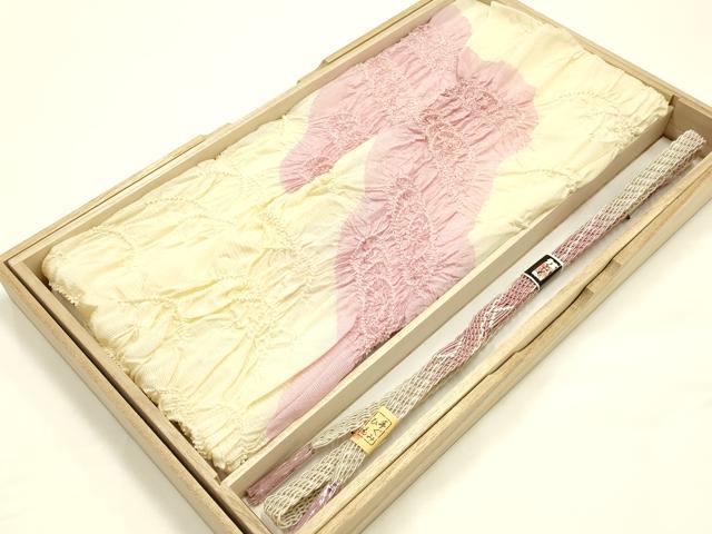 平和屋本店＊夏物 和装小物 帯締め・帯揚げセット レース組 柄絞り 暈し 逸品 未使用 AABI8694ay