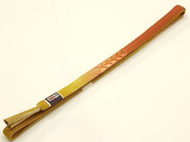 平和屋本店●和装小物　帯締め・帯揚げセット　笹浪組　草花文　金糸　金彩　暈し染め　正絹　逸品　未使用　AABI8695ay