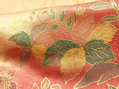 平和屋本店●和装小物　帯締め・帯揚げセット　高麗組 綾出し　草花文　金糸　金彩　暈し染め　正絹　逸品　未使用　AABI8696ay