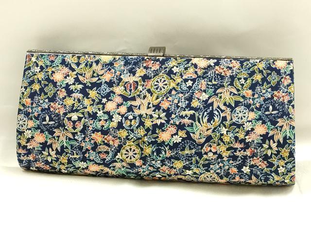 平和屋着物▼和装小物　和装バッグ・草履セット　クラッチバッグ　草花文　源氏車　逸品　未使用　AABI8703ay