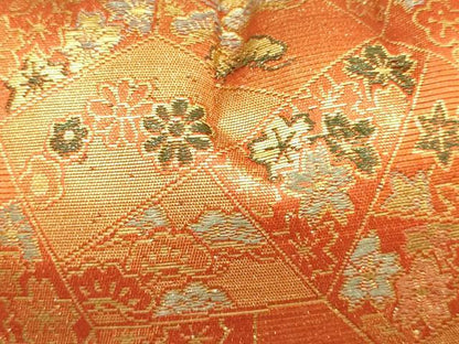 平和屋着物▼和装小物　和装バッグ・草履セット　ハンドバッグ　切嵌花文　ラインストーン　金糸　逸品　AABI8712ay