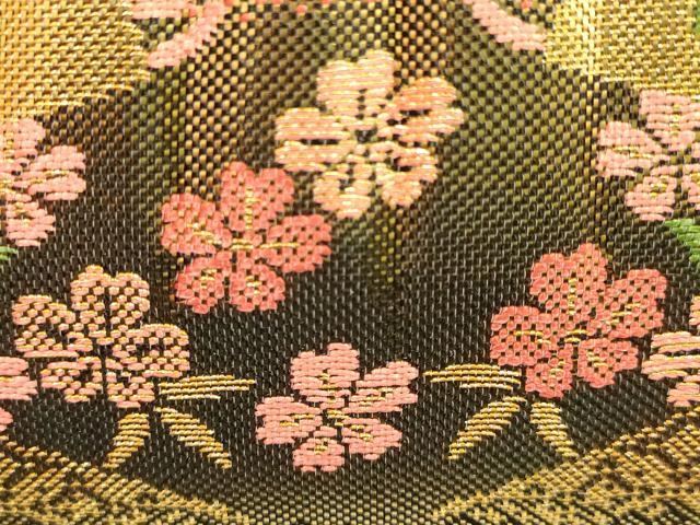 平和屋着物▼和装小物　和装バッグ・草履セット　佐賀錦　ハンドバッグ　クラッチバッグ　地紙花文　金糸　逸品　AABI8718ay