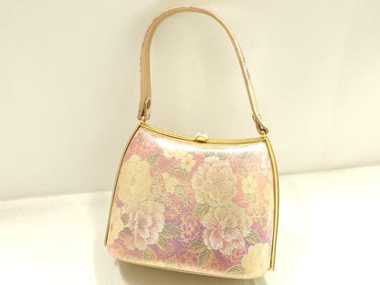 平和屋着物▼和装小物　和装バッグ　ハンドバッグ　花柄　金彩　逸品　AABI8723ay
